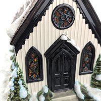 Vintage Byron Mold Lighted Musical Church, Ceramic Christmas Village Decoration, Holiday Decor, Gift for Collector
