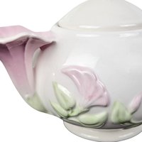 Vintage Teleflora Teapot & 1901 Paper Fan Card: Collectible Home Decor Set