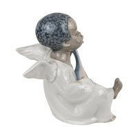 Vintage Lladro Black Legacy Angel Playing Lute Figurine, Cherub Music Angel, Collectible Lladro, Angel Decor, Gift for Music Lover
