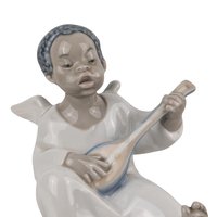 Vintage Lladro Black Legacy Angel Playing Lute Figurine, Cherub Music Angel, Collectible Lladro, Angel Decor, Gift for Music Lover