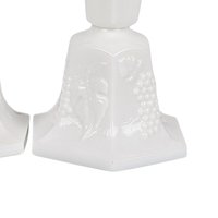 Vintage Fostoria Milk Glass Candle Holders, Pair, Grape Pattern, 4.25 Inches - Mid-Century Modern