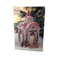 1998 Mr. Christmas Village Square Lighted Silhouette Church, Vintage Ceramic Christmas Decoration, Holiday Decor, Gift for Collector