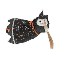 Vintage Halloween Decor Lot - Handmade Witch Wall Hanging, Ceramic Witch Tealight Holder, Black Cat Figurine, Witch Ornament with Snake