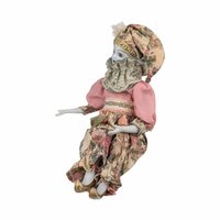 Vintage Harlequin Musical Doll, Porcelain, Floral Costume, 15.5 Inches, Collectible Doll, Working Music Box