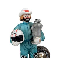 Flambro Emmett Kelley "With a Little Bit of Luck" Music Box, Clown Figurine, Racing Theme, 7 Inches, Collectible Music Box, Working Music