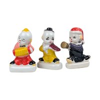 Vintage Ceramic Clown Band Figurines, Set of 3, Musical Clowns, Collectible Clown Decor, Made in China