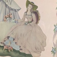 Vintage Framed Print, Southern Belles Art, Ladies in Gowns, Decorative Wall Art, Cream Wooden Frame