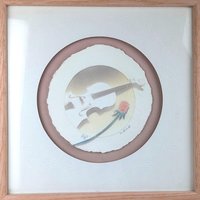Vintage Wess "Piano and Violin" Framed Art, Airbrush Painting, Music Lover Gift, Unique Wall Decor, Signed & Numbered Art