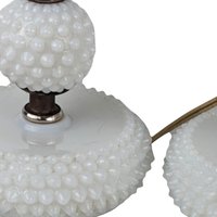 Vintage Pair of Milk Glass Lamps | Mid-Century Modern Lamps | Hobnail Milk Glass | Bedroom Lamps | Nightstand Lamps