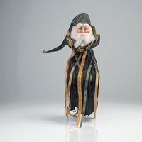 Vintage Fringe Santa Topper, 15.5" Whimsical Holiday Decor, Unique Christmas Mantle Decoration, Gift for Santa Collector