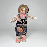 Vintage Porcelain Clown, Paisley Outfit, 12.5" Height, Operates, Collectible Clown Decor, Gift for Clown Enthusiasts
