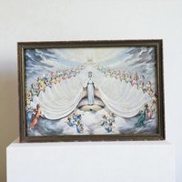 Vintage Mary Immaculate, Queen of the Universe Framed Print, Religious Art, Angelic Scene, Christian Gift, Framed Religious Print