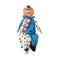 Vintage Handmade Clown Shelf Sitter, Polka Dot Clown Doll, Whimsical Decor, Collectible Clown, Unique Gift
