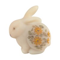 Fenton Custard Glass Bunny, Hand Painted Floral Rabbit Figurine, Artist Signed, Collectible Art Glass for Spring Decor
