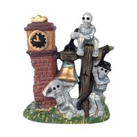 Vintage Halloween Skeleton Clock Tower Decoration, Spooky Village Accessory, Halloween Mantel Display, Gift for Halloween Fan