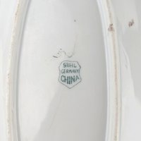 Vintage Suhl Germany Porcelain Tray: Hand-Painted Rose Design, 12" Oval Serving Dish