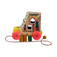 Vintage Playskool Little Old Lady Shoe Pull Toy with Wooden People
