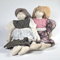 1970s Barbara Lorin Folk Art Doll Pair