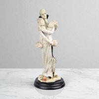 Vintage Art Deco Lady Figurine: Resin Sculpture on Wood Base