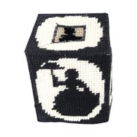 Vintage Needlepoint Tissue Box Cover: Handmade Lady with Umbrella Decor