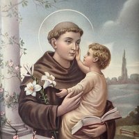 Vintage Framed Saint Anthony of Padua Print: Catholic Religious Art
