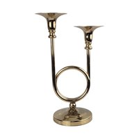 Vintage Brass Double Taper Candle Holder: Mid-Century Modern Candlestick