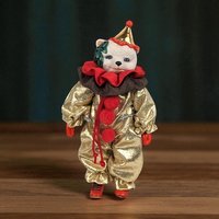 Vintage White Bear Clown Figurine: Collectible Toy Decor, 6.5"