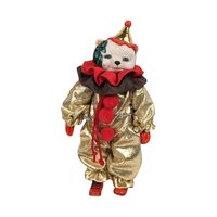 Vintage White Bear Clown Figurine: Collectible Toy Decor, 6.5"