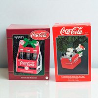Vintage Coca Cola Ornament Choice: 1994 Enesco Bear & Carlton Cards