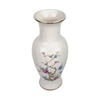 Vintage Royal Haeger Vase: White Ceramic with Gold Floral Trim