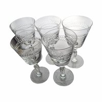Etched Rock Sharpe Jefferson Water Glasses - Mid-Century Barware, Set of 5
