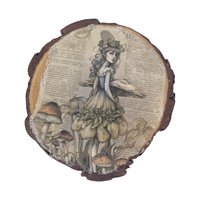Vintage Wood Slice Coasters (Set of 6): Nature Fairy & Bird Designs