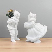 Vintage Dept 56 Skating Figurines: Bisque Porcelain Winter Decor