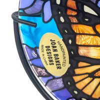 Vintage Joan Baker Handpainted Glass Candle Holder: Monarch Butterfly Art