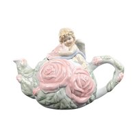 Vintage Avon Cherub Teapot: Porcelain Rose Angel Teapot