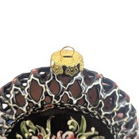 Vintage Hand Painted Clay Floral Ornament