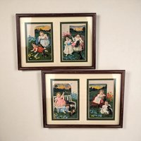 Vintage Sasparilla Advertising Cards: Children & Dogs Framed Wall Decor (Set of 2, 10.5x8")
