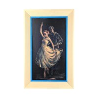 Vintage Framed Ballet Dancers Print by Cherie - Mid-Century Wall Art