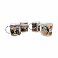 Vintage Flambro Ceramic Circus Poster Mugs - Set of 4, Retro Kitchen Decor