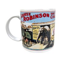 Vintage Flambro Ceramic Circus Poster Mugs - Set of 4, Retro Kitchen Decor