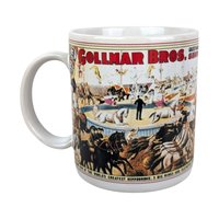 Vintage Flambro Ceramic Circus Poster Mugs - Set of 4, Retro Kitchen Decor