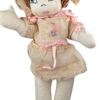 Vintage Handmade Cloth Doll: 17" Collectible Doll with Bonnet