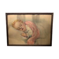 Vintage Bessie Pease Gutmann Baby Print: Framed Nursery Wall Art