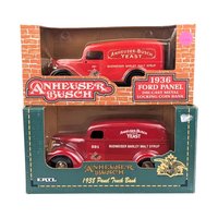 Vintage Anheuser-Busch Diecast Banks - ERTL Ford & Chevy Panel Trucks - With Boxes