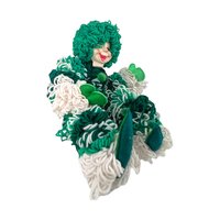 Vintage Handmade Yarn Clown, Green and White Clown Doll, Whimsical Decor, Collectible Clown, Unique Gift