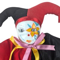 Vintage Jester Doll, Small Clown Doll with Flower, Whimsical Doll, Collectible Doll, Unique Gift