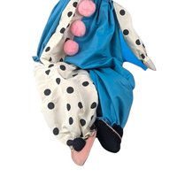 Vintage Handmade Clown Shelf Sitter, Polka Dot Clown Doll, Whimsical Decor, Collectible Clown, Unique Gift