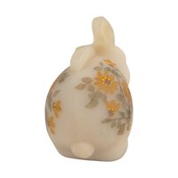 Fenton Custard Glass Bunny, Hand Painted Floral Rabbit Figurine, Artist Signed, Collectible Art Glass for Spring Decor