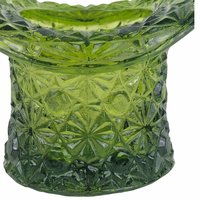 Vintage Green Glass Top Hat, Daisy and Button Pattern Glass, Mid Century Toothpick Holder or Match Striker, Novelty Art Glass Decor