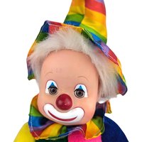 Vintage Rainbow Clown Doll: Sleepy Eyes, Whimsical Decor